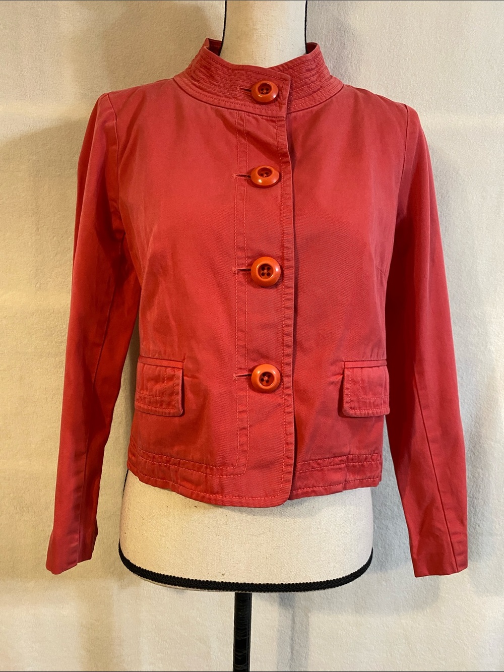 J. Crew strawberry ice pink cotton twill cropped chino Colette jacket